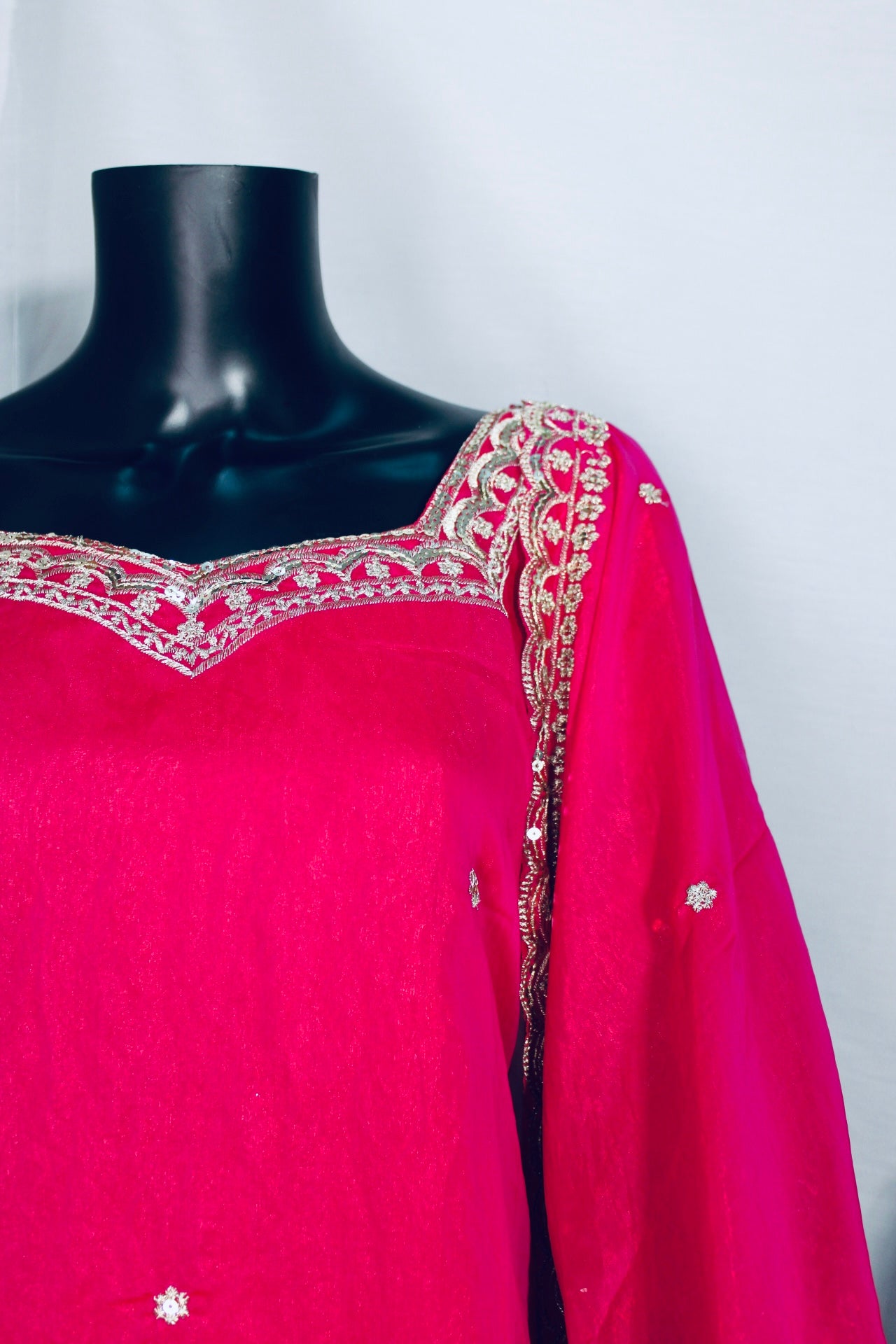 Fuchsia Pink Embroidered Panjabi Set