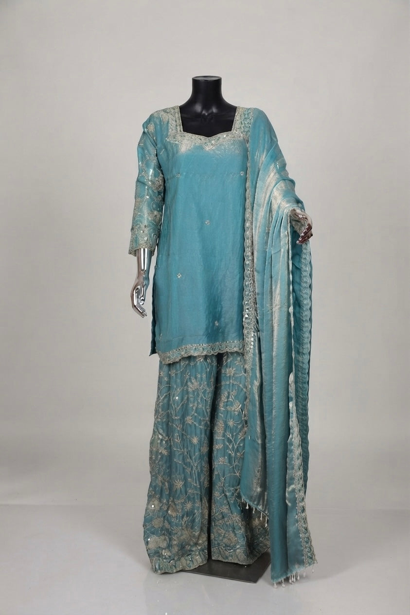 Blue Embroidered Panjabi Set